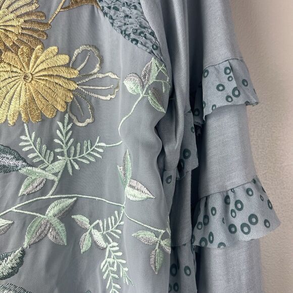 Anthropologie Tiny Frances Long Sleeve Ruffle Top Embroidered Size Small - Picture 5 of 9